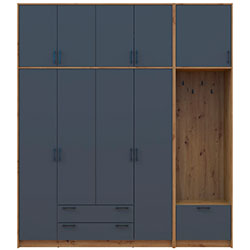 Шафа для одягу Ронді з вішалкою та високою антресолею 4 ДСП Дуб Артизан + Графіт