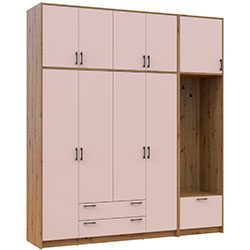 Фото Шафа для одягу Ронді з вішалкою та високою антресолею 4 ДСП Дуб Артизан + Кашемір