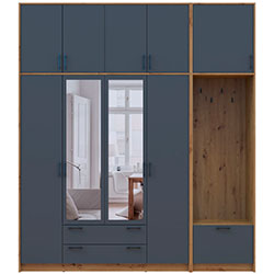 Шафа для одягу Ронді з вішалкою, дзеркалом та високою антресолею 4 ДСП Дуб Артизан + Графіт