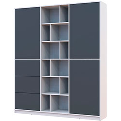 Шафа розпашна з шухлядами Морган Білий + Графіт