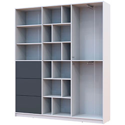 Фото Шафа розпашна з шухлядами Морган Білий + Графіт