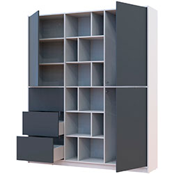 Фото Шафа розпашна з шухлядами Морган Білий + Графіт