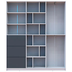 Фото Шафа розпашна з шухлядами Морган Білий + Графіт