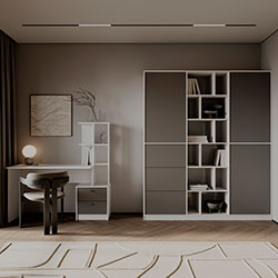 Фото Шафа розпашна з шухлядами Морган Білий + Графіт