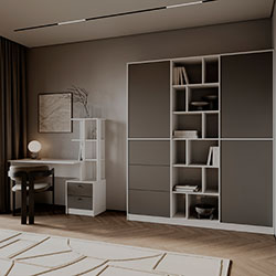 Фото Шафа розпашна з шухлядами Морган Білий + Графіт