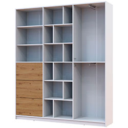 Фото Шафа розпашна з шухлядами Морган Білий + Дуб Артизан