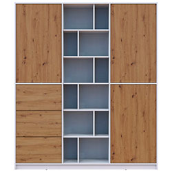 Фото Шафа розпашна з шухлядами Морган Білий + Дуб Артизан