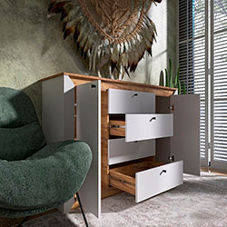 Фото Комод 1400 Нордик Дуб Крафт Золотий + Білий