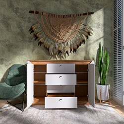 Фото Комод 1400 Нордик Дуб Крафт Золотий + Білий