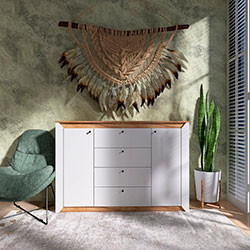 Фото Комод 1400 Нордик Дуб Крафт Золотий + Білий