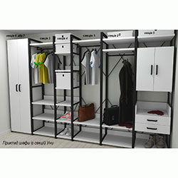 Фото Шафа Гардероб Уні секція 5 Конект 220x60x50 32 мм