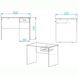 Фото Стіл комп’ютерний Бад 750x1000x600