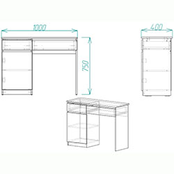 Фото Стіл комп’ютерний Віто 750x1000x400