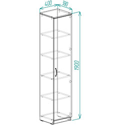 Фото Пенал Анжело на 5 полиць із дверима 1900x400x380