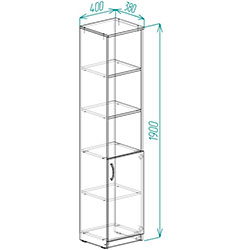 Фото Пенал Анжело на 4 полиці з 1 дверима 1900x400x380