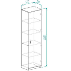 Фото Пенал Анжело на 5 полиць із дверима 1900x500x380