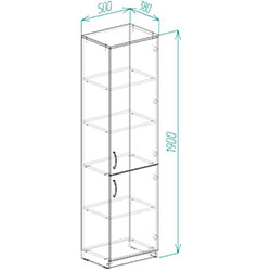 Фото Пенал Анжело на 5 полиць із 2 дверима 1900x500x380