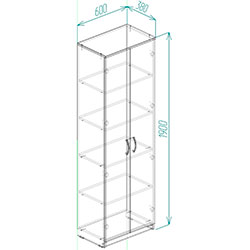 Фото Шафа Анжело на 5 полиць 2 двері 1900x600x380