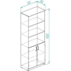 Фото Шафа Анжело на 5 полиць з 2 дверима 1900x700x380