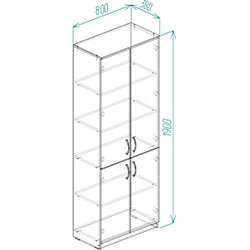 Фото Шафа Анжело 5 полиць 4 двері 1900x800x380