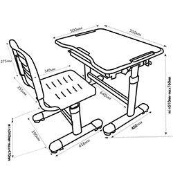 Фото Парта + стілець трансформери Sole Grey