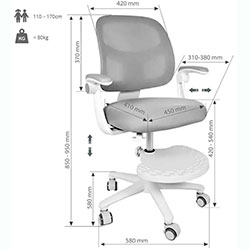 Фото Дитяче крісло Marte Grey Cubby з підлокітниками