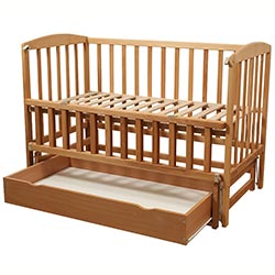 Фото Ліжечко дитяче Valeri з відкидною боковиною з шухлядою на підшипниках 600x1200 (1В220-2 Р)