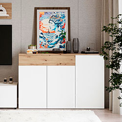 Фото Комод KOM3D1S Ребека / Rebeca Дуб Артизан + Німфеа Альба