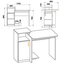 Фото Стіл комп’ютерний СКМ-2