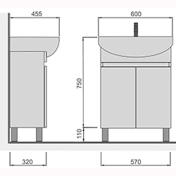 Фото Тумба з умивальником Temp-60
