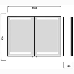 Фото Дзеркальна шафа ЗШ-100 LED/X2 Oskar 1426