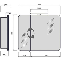 Фото Шафа настінна Сорренто Black ЗШ-80х71 зі світильником