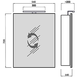 Фото Дзеркальна галерея Runa Black ЗШ-54х72 зі світильником