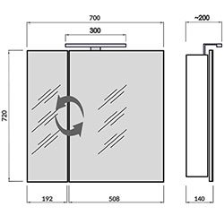 Фото Дзеркальна галерея Runa Black ЗШ-70х72 зі світильником
