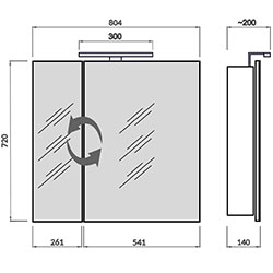 Фото Дзеркальна галерея Runa Black ЗШ-80х72 зі світильником