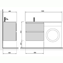 Фото Тумба з умивальником Unik 60-A (Adam 120 L)