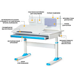 Фото Дитячий стіл ErgoKids TH-325 Blue (TH-325 W/BL)