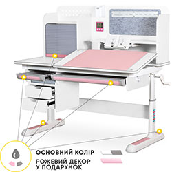Фото Дитячий стіл Winnipeg Multicolor Plus WG Pink (BD-630 WG + PN з тумбою)