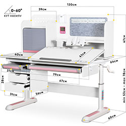 Фото Дитячий стіл Winnipeg Multicolor Plus WG Pink (BD-630 WG + PN з тумбою)