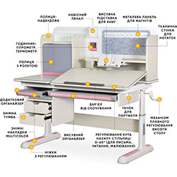 Фото Дитячий стіл Winnipeg Multicolor Plus MG Pink (BD-630 MG + PN з тумбою)