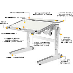 Фото Дитячий стіл Ergowood M Multicolor TG Energy (BD-800 TG/MC Energy)