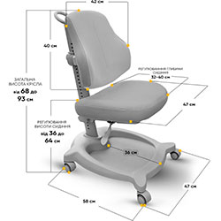 Фото Крісло дитяче ErgoKids GT Y-402 Ortopedic Grey