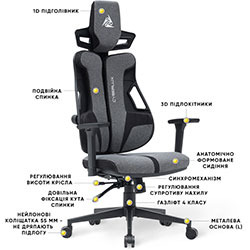 Фото Геймерське крісло Cyberlux V8 Fabric Grey (GM-V8 FG)