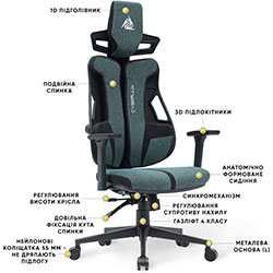 Фото Геймерське крісло Cyberlux V8 Fabric Green (GM-V8 FZ)