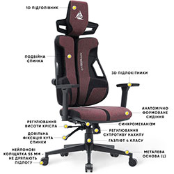 Фото Геймерське крісло Cyberlux V8 Fabric Red (GM-V8 FR)