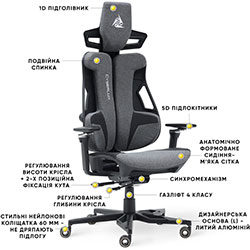 Фото Геймерське крісло Cyberlux V10 Fabric Grey (GM-V10 FG)