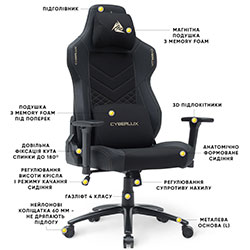 Фото Геймерське крісло Cyberlux Poseidon Black (GM-415 B)