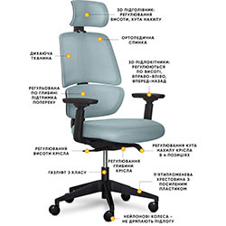 Фото Крісло Leo Air Plus Grey / Blue (Y-546 KBGL)