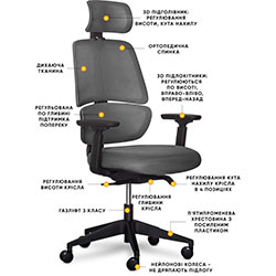 Фото Крісло Leo Air Plus Dark Grey (Y-546 KBG)