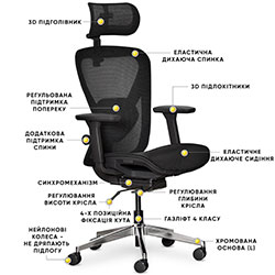 Фото Крісло Q1 Air Black (HF -Q1 M/B)